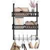 Door hook clothes rack is suitable for clothes. Door towel rack comes with 2 baskets clothes rack. Door bathroom storage rack is black