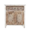 Weathered Wood Cabinet with 1 Drawer and 2 Doors Vintage Accent Storage Cabinet for Entryway;  Living Room