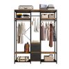 Independent wardrobe manager; clothes rack; multiple storage racks and non-woven drawer; bedroom heavy metal wardrobe storage rack; black