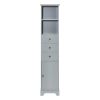 Grey Tall Bathroom Cabinet; Freestanding Storage Cabinet with 3 Drawers and Adjustable Shelf; MDF Board with Painted Finish