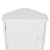 Multi-Functional Corner Cabinet Tall Bathroom Storage Cabinet with Two Doors and Adjustable Shelves; Open Shelf; White