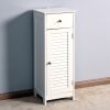 Bathroom Floor Cabinet Storage Organizer Set with Drawer and Single Shutter Door Wooden White