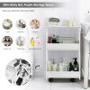 Slim Rolling 3-Tier Bathroom Mobile Shelving Cabinet wih Handle