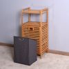 Bathroom Laundry Basket Bamboo Storage Basket with 2-tier Shelf 17.32 x 13 x 37.8 inch