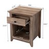 Set of 2 Farmhouse Nightstand, Wood Bedside Table with Drawer and Open Compartment, Light Brown XH