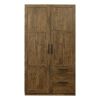 High wardrobe and kitchen cabinet with 2 doors; 2 drawers and 5 storage spaces; walnut