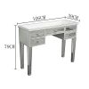 Mirrored Desk Console Table,Unique Modern Decorative Design Mirrored Desk Home Console Table Bedroom Vanity Make-up Table with 5 Drawer,Silver