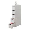 5-Tire Rolling Cart Organizer Unit with Wheels Narrow Slim Container Storage Cabinet for Bathroom Bedroom