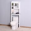 Modern Over The Toilet Space Saver Organization Wood Storage Cabinet for Home;  Bathroom -White