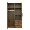 High wardrobe and kitchen cabinet with 2 doors; 2 drawers and 5 storage spaces; walnut