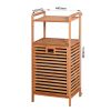 Bathroom Laundry Basket Bamboo Storage Basket with 2-tier Shelf 17.32 x 13 x 37.8 inch