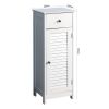 Bathroom Floor Cabinet Storage Organizer Set with Drawer and Single Shutter Door Wooden White