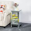 3-Drawer Mirrored Nightstand End Tables Bedside Table for Bedroom, Living Room, Silver