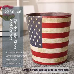 American Retro Industrial Style Large Size Creative Personalized Trash Can (Option: Floral Old Stars And Stripes)