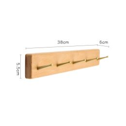 Nordic Style Solid Wood Hanger Japanese Style Entrance Brass Hook Hallway Wall Shelf Black Walnut Coat Hook (Option: Beech-5Hook)