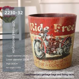 American Retro Industrial Style Large Size Creative Personalized Trash Can (Option: Peacock Blue)