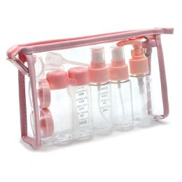 Travel PET Plastic Storage Bottle 11-piece Set (Option: 11 Piece Set-Pink)