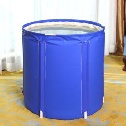 Household Folding Blue Starry Sky Folding Bath Bucket (Option: Free inflatable blue-65x65cm)