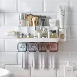 Toothbrush Holder Bathroom Shelving Hole-free Suction Wall (Option: Soap box-4 Style)