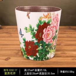 American Retro Industrial Style Large Size Creative Personalized Trash Can (Option: Rich Flowers Bloom)