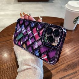 Electroplated Woven Phone Case Color Shell (Option: Purple-IPhone12Pro)