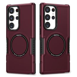 Magnetic Charging Phone Case Skin-friendly Feel Phone Case (Option: Wine Red-Samsung S23)