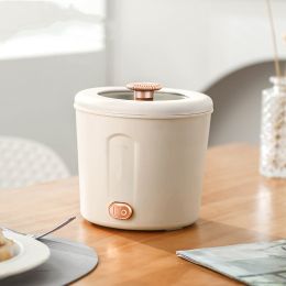 Electric Pot Multifunctional Mini One Person (Option: Creamy yellow-Single pot-UK)