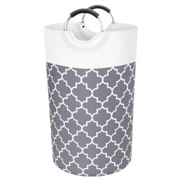 82L Laundry Basket Portable Foldable Home Laundry Storage Bag Cotton Hamper For Kids Toys Storage Dirty Clothes Basket Bag (Color: gray)