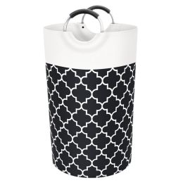 82L Laundry Basket Portable Foldable Home Laundry Storage Bag Cotton Hamper For Kids Toys Storage Dirty Clothes Basket Bag (Color: BLACK)