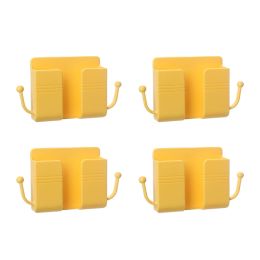 4Pcs Wall Mount Phone Holder, Adhesive Wall Phone Mount Charging Stand and Remote Control Stand (Color: Yellow)