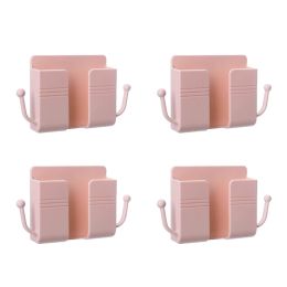 4Pcs Wall Mount Phone Holder, Adhesive Wall Phone Mount Charging Stand and Remote Control Stand (Color: pink)