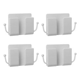 4Pcs Wall Mount Phone Holder, Adhesive Wall Phone Mount Charging Stand and Remote Control Stand (Color: White)