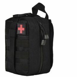 Tactical First Aid Pouch; Detachable Medical Pouch Kit Utility Bag (Bag Only) (Color: BLACK)