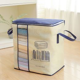 1pc Clothes Storage Bag; Household Quilt Bag; Quilt Storage Bag; Closet Organizer Clothing Storage Bag (Style: Royal Blue Stripes)