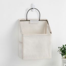 Simple Trendy Hanging Storage Bag; Double Side Pockets Organizer For Bedroom; Bathroom (Color: White)