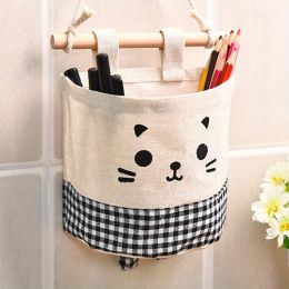 1pc Multifunctional Fabric Wardrobe Storage Hanging Bag; Cute Cartoon Wall Storage Hanging Bag; Stackable Hanging Storage Bag Behind The Door (Color: Black And White)