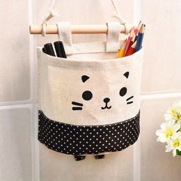 1pc Multifunctional Fabric Wardrobe Storage Hanging Bag; Cute Cartoon Wall Storage Hanging Bag; Stackable Hanging Storage Bag Behind The Door (Color: BLACK)