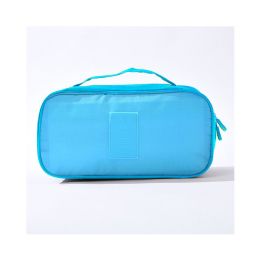 Travel Bra & Panty Organizer; Portable Underwear Organizer Zipper Storage Bag For Tie; Lingerie; Socks (Color: Sky Blue)