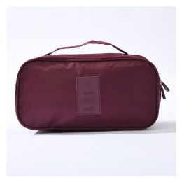 Travel Bra & Panty Organizer; Portable Underwear Organizer Zipper Storage Bag For Tie; Lingerie; Socks (Color: wine red)