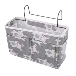 1pc Bedside Storage Bag With Pockets; Fabric Hanging Storage Organizer; Dormitory Upper And Lower Floor Storage Bag; Bedroom Storage Bag (Color: Rocking Rabbit)