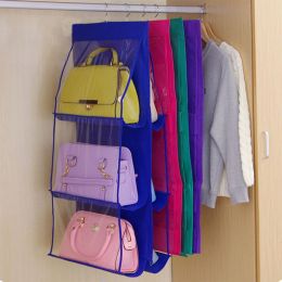 1pc Double-sided Bag Hanging Hanger; Bag Hanging Organizer; Bag Collection Storage Holder 20lbs(MAX) (Color: Blue)