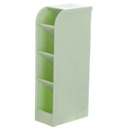 1pc Multi-layer Vertical Pen Organizer Storage For Office School Supplies Cosmetic Brush Storage Box Translucent Pen Storage Holder (Color: Green)