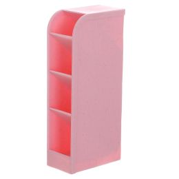 1pc Multi-layer Vertical Pen Organizer Storage For Office School Supplies Cosmetic Brush Storage Box Translucent Pen Storage Holder (Color: pink)