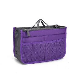 Purse Insert Storage Bag; Versatile Travel Organizer Bag Insert Cosmetic Bag With Multi-Pockets (Color: Purple)