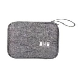 Multifunctional Data Cable Storage Bag; Portable Large Capacity Organizer Bag (Color: Grey)