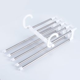 1PC Stainless Steel Multi-functional Pants Hanger; 5 In 1 Foldable Storage Rack Pants Hanger (Color: White)