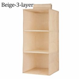 1pc Wardrobe Hanging Storage Bag; Drawer Fabric Closet Storage Organizer Holder (Color: Beige)