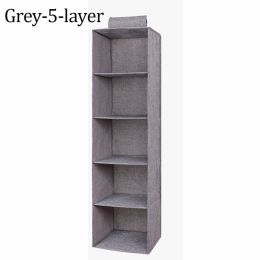 1pc Wardrobe Hanging Storage Bag; Drawer Fabric Closet Storage Organizer Holder (Color: Grey)