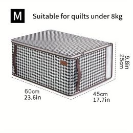 Large Capacity Houndstooth Storage Bag; Zipper Dustproof Organizer For Closet; Reusable Bag (size: M)