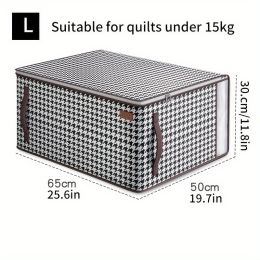 Large Capacity Houndstooth Storage Bag; Zipper Dustproof Organizer For Closet; Reusable Bag (size: L)